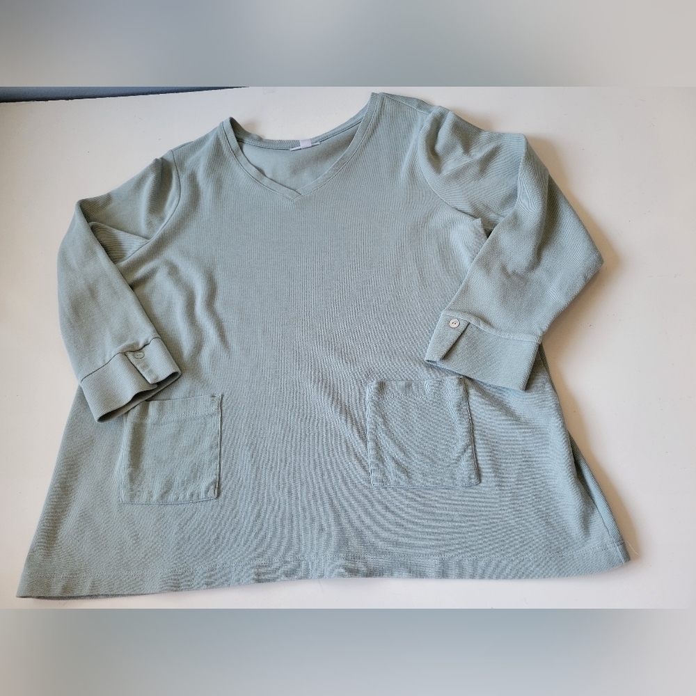 J.Jill V-neck Women's Top in Green XL Petite